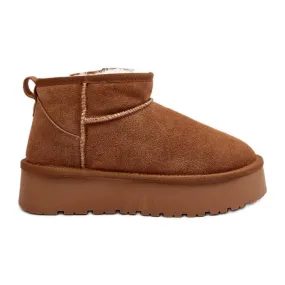 Modieuze suède lage snowboots Camel Nucca bruin