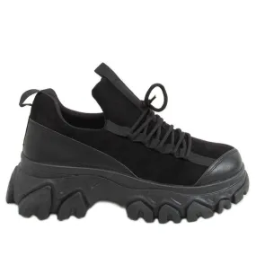Zwart NB520P Zwarte sportschoenen met hoge zolen